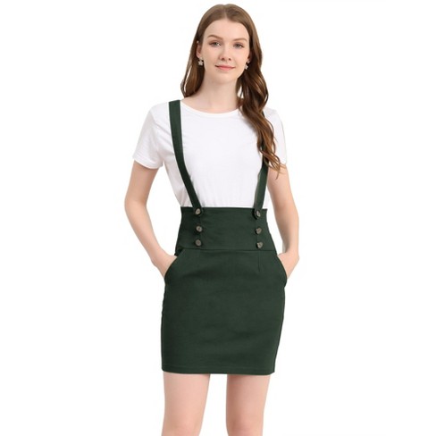 Button skirt with outlet suspenders