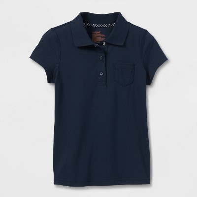 Girls' Adaptive Short Sleeve Polo Shirt - Cat & Jack™ Navy : Target