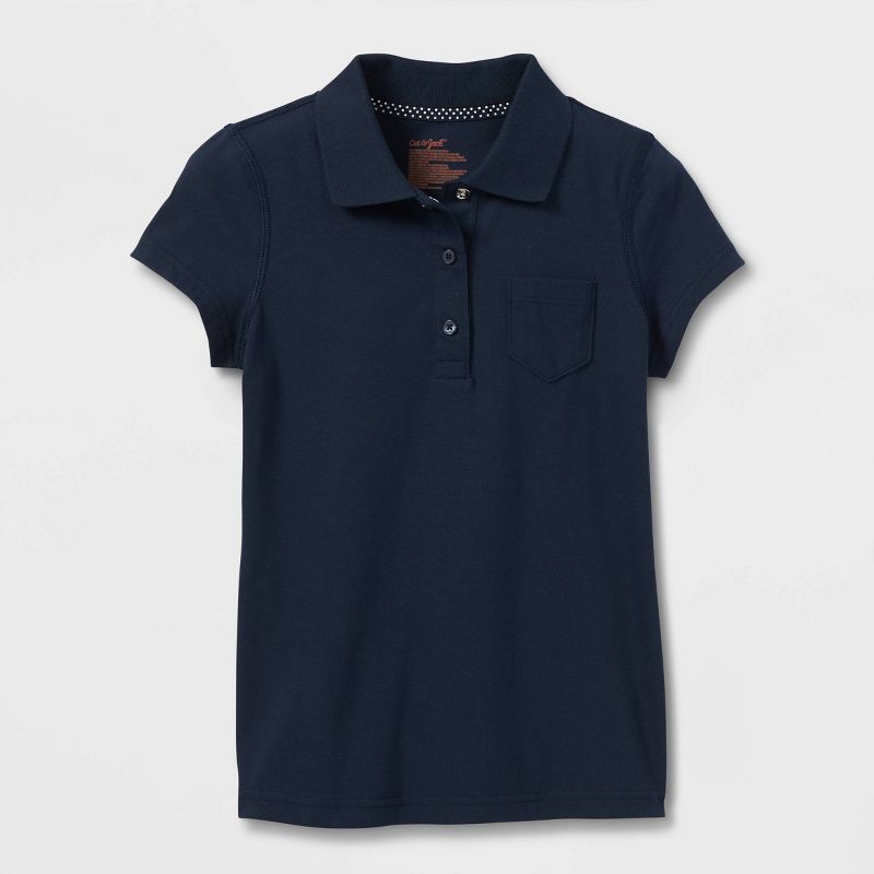 Girls' Adaptive Short Sleeve Polo Shirt - Cat & Jack™ Navy, 1 of 4