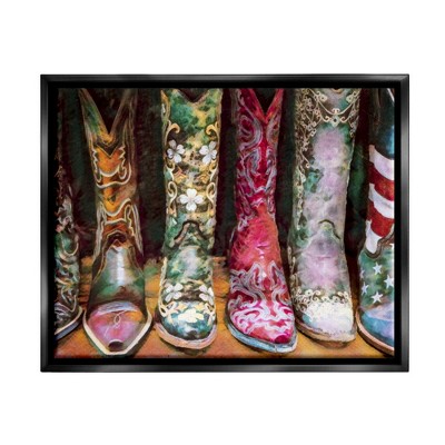 Stupell Industries Cowboy Boots Various Bold Designs Americana Apparel Floater Canvas Wall Art
