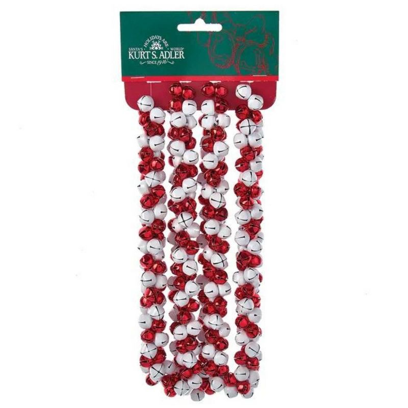 72.0 Inch Red/White Bell Garland Jingle Tree Wreath Decor Tree Garlands, 1 of 3