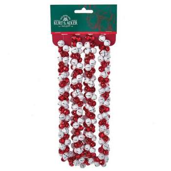 72.0 Inch Red/White Bell Garland Jingle Tree Wreath Decor Tree Garlands
