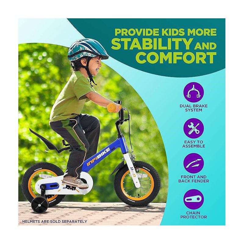 SereneLife Kids Bike with Training Wheels, 4 of 8