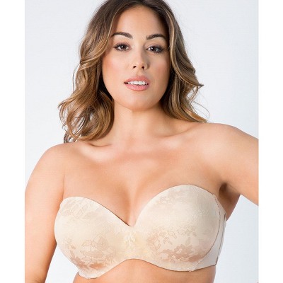 Curvy Couture full figure Strapless Sensation Multi-way Push Up Bra Black  34H