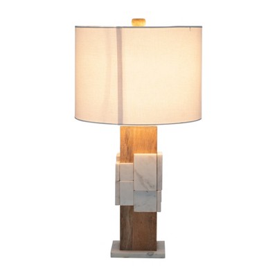 White Marble 18" Table Lamp with White Shade