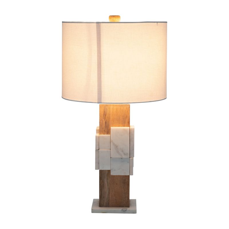 SAGEBROOK HOME 18&#34; Marble Table Lamp White, 3 of 9