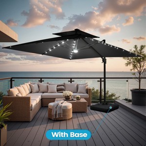Crestlive Products 11FT Patio Double Top Cantilever Umbrella with Light and Base Set Outdoor 360° Rotation 6 Heights Adjustable Offset Umbrella - 1 of 4