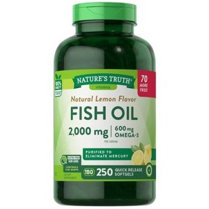 Nature's Truth Fish Oil 2000mg | Natural Lemon Flavor | 250 Softgels - 1 of 3