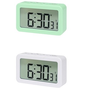 REGALWOVEN 2 Pcs Digital Smart Battery Powered Snooze Home Decor Alarm Clock 3.3 x 2 x 0.8 Inches - 1 of 4
