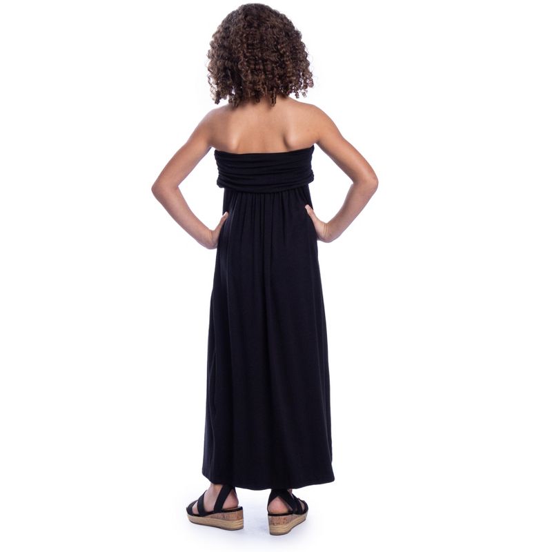 24seven Comfort Apparel Girls Solid Color Strapless Tube Maxi Dress, 3 of 5