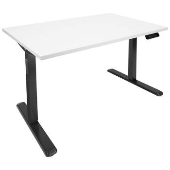 Mount-It! Electric Sit-Stand Black Desk Frame with White Tabletop