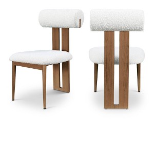 Meridian Furniture,Dario Cream Boucle Fabric Dining Chair, Set of 2 - 1 of 4