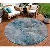 Teal Blue And Navy Blue Abstract Washable Indoor Outdoor Area Rug - 2 of 4