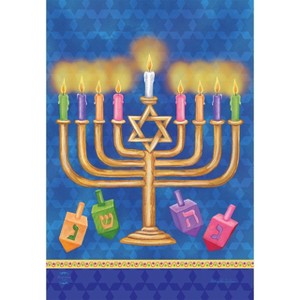 Happy Hanukkah House Flag Holiday Menorah 28" x 40" Briarwood Lane - 1 of 4