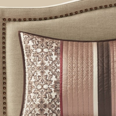 King Red Cotton Reversible Jacquard Quilt Set