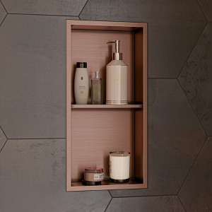 ALFI ABNP1224-BC 12Inch x 24Inch Brushed Copper PVD Stainless Steel Vertical Double Shelf Shower Niche - 1 of 4