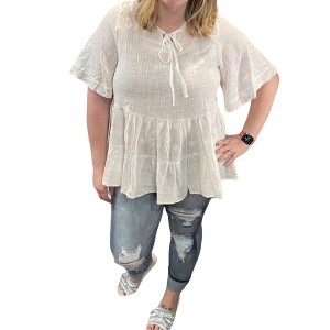 Women's Vintage Wing Sleeve Top - Easel - 1 of 3