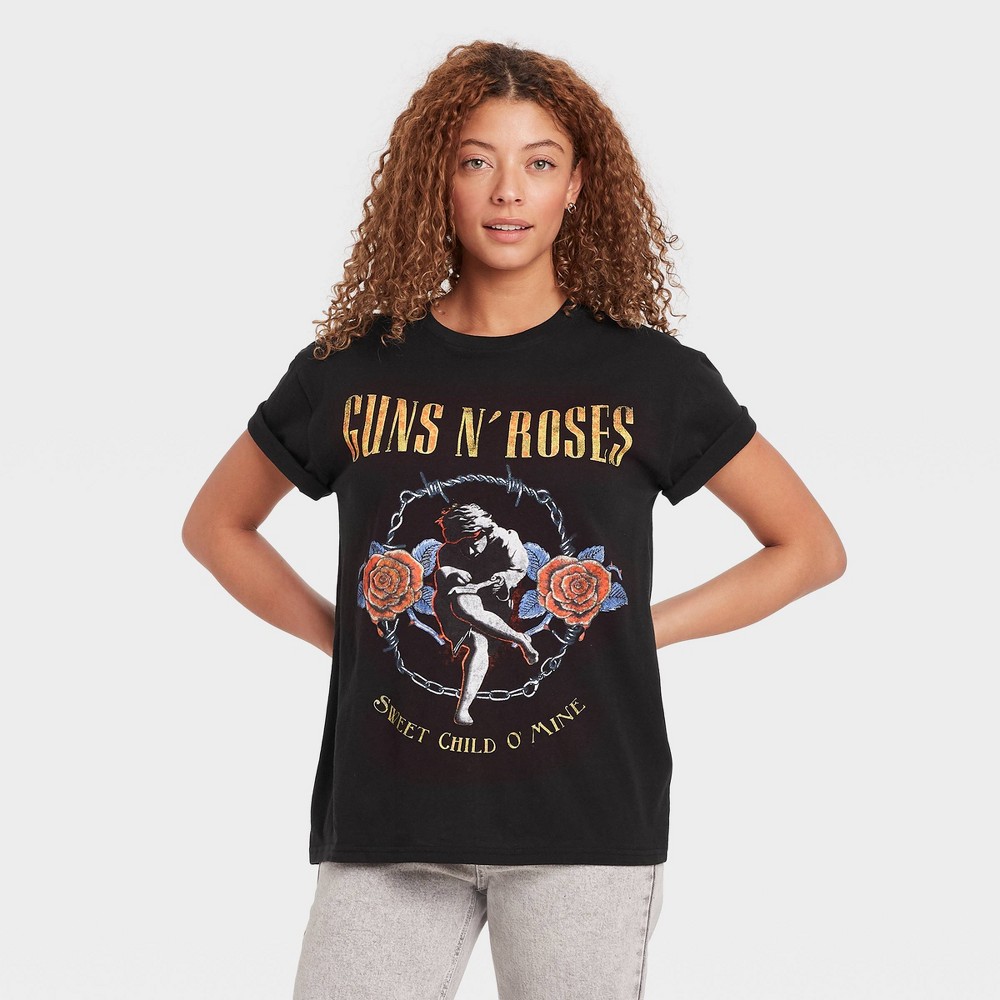 Women's Guns n' Roses Short Sleeve Graphic T-Shirt - Black Medium 