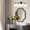 POWLIG 30.71-in 4-Light Matte Black Bathroom Light Fixtures Over Mirror Vanity Lighting with Milk White Glass Globe Shades - 4 of 4