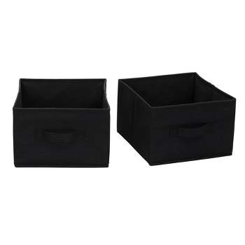 Household Essentials Set of 2 Wide Hanging Shelf Drawers Black Linen