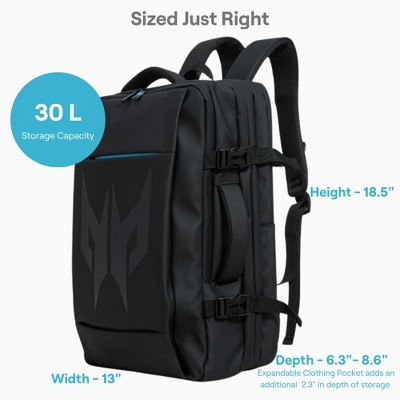 Acer Predator Robust Backpack - Fits 18" Laptop Expandable 30L Water-Repellent Anti-Theft Pocket Chest Strap — фото 6