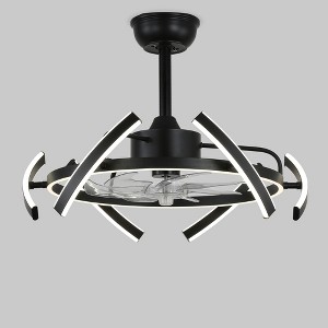 Bella Depot 24" Modern Black LED Ceiling Fan with Dimmable Light, 6-Speed Reversible with Remote and APP Control - 1 of 4