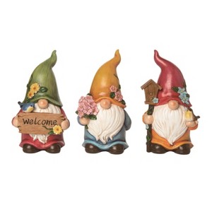 Transpac Resin 6" Multicolor Spring Friendly Gnome Figurines Set of 3 - 1 of 2