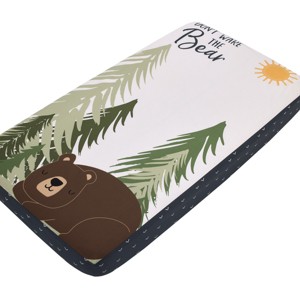 NoJo Into the Wilderness Navy, White, Green and Brown Don’t Wake the Bear 100% Cotton Photo Op Fitted Crib Sheet - 1 of 4