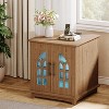 Tribesigns Nightstand with Charging Station & Light, 23.6" Square Night Stand Wooden Bedside Table with Outlet, End Table with Storage, Brown - 3 of 4