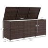 FURNIinspire Utility Storage Cabinet 175 Gallon Outdoor Storage Box With Inner Liner PE Rattan Wicker Deck Box, Brown, 29.90"*13.80"*24.80" - 2 of 4