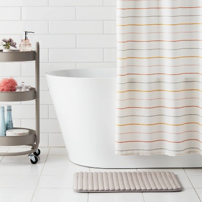 17"x24" Ribbed Cushion Foam Bath Rug Light Gray - Room Essentials™