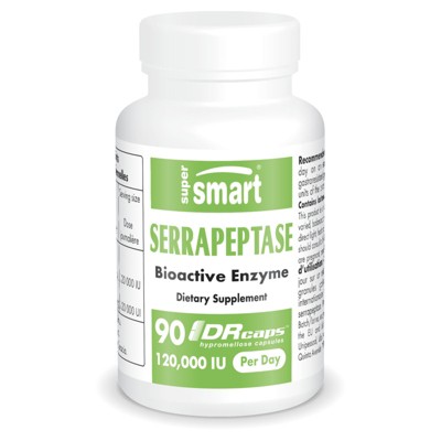 SuperSmart Serrapeptase 120000IU per Day - Bioactive Proteolytic Enzyme - Serratia Peptidase Supplement | Non-GMO & Gluten Free - 90 DR Capsules