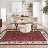 TackView Floral Washable Rug for Living Room Bedroom Vintage Soft Large Floor Carpet for Dining Room Geometric Bordered Floor Cover - 4 of 4