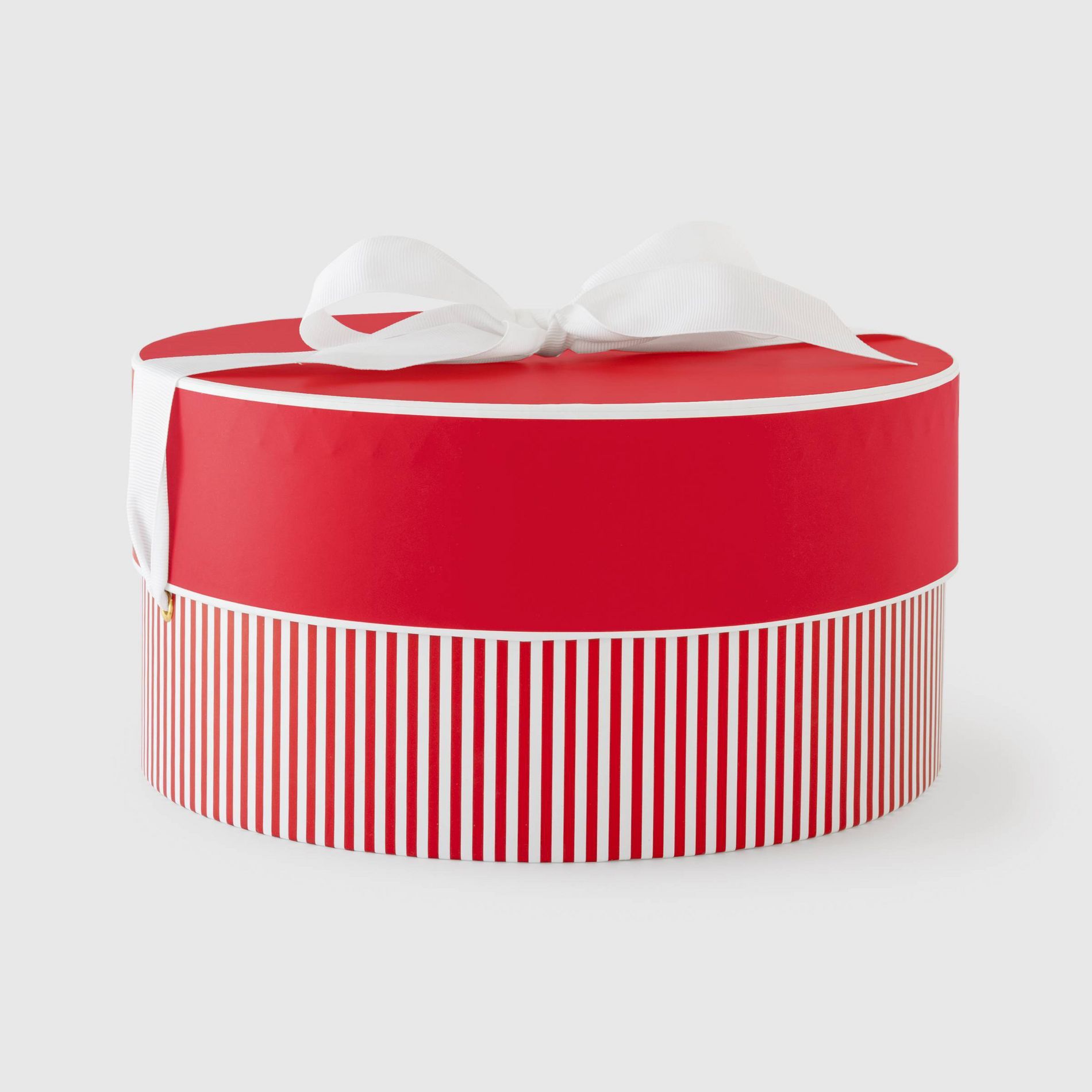 10" Large Round Striped Christmas Gift Box with Bow Red/White - Sugar Paper™ + Target