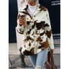 Coolmee Women's Long Sleeve Casual Zip Collar Cow Print Fleece Jacket Tops - 3 of 3