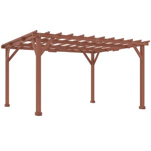 Outsunny 11' x 12.5' Outdoor Wood Pergola with Grape Trellis for Patio, Deck, Backyard, Lawn, Brown - 1 of 4