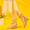 Allegra K Women's Open Toe Lace Up Strappy Bow Back Low Wedges Sandals - 2 of 4