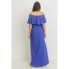 Hello Miz Women's Off Shoulder Ruffle Maternity Maxi Dress - 4 of 4