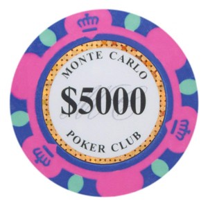 Slickblue 25-Pack Monte Carlo 14g Poker Chips, Clay Composite, Holo Inlay, Casino Style Set, Multi-Color, $1-$10,000 - 1 of 3