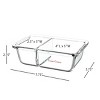Glass Food Storage Containers-3, Two Compartment Portion Control Meal Prep Glassware with Snap Shut Lids-Microwave, Dishwasher Safe by Hastings Home - 4 of 4