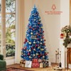 Tangkula Pre-Lit Artificial Christmas Tree Blue Hinged Xmas Tree w/ Frosted PVC Branch Tips - 4 of 4