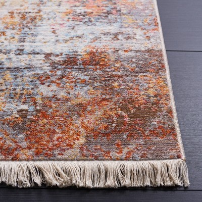 Vintage Persian Rust and Blue Synthetic 5' x 7' Area Rug