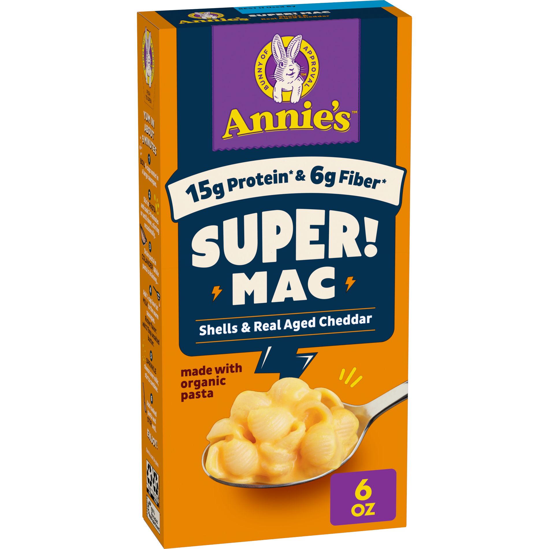 Annie's Organic Super Mac Shells & Real Aged Cheddar - 6oz