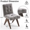YOUNIKE Modern Upholstered Chair Dining Room Armless Kitchen Chairs Set of 6 Linen Fabric Chair Vanity with 4.7" Thick Cushion Wood V-Leg - 3 of 4
