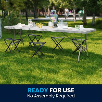 Kathryn 8-Foot Gray Metal and White Plastic Folding Table