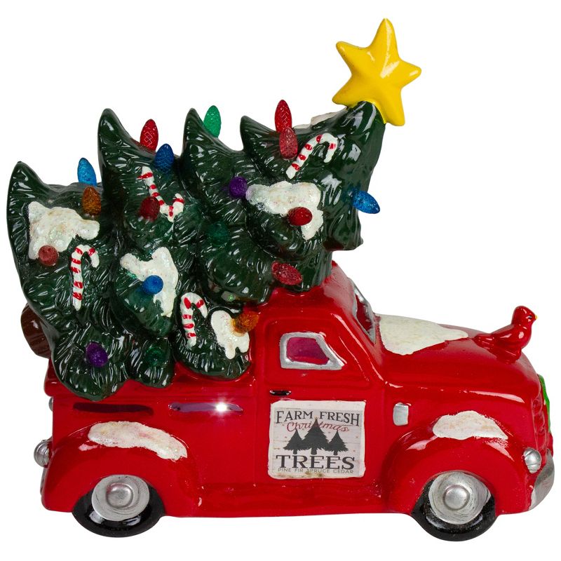 Northlight 8" Red LED Lighted Vintage Truck Hauling Christmas Tree, 2 of 6