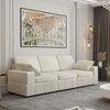 FUFU&GAGA White Corduroy 3 Seater Living Room Sofa High Strength Sponge with Cushions - 4 of 4