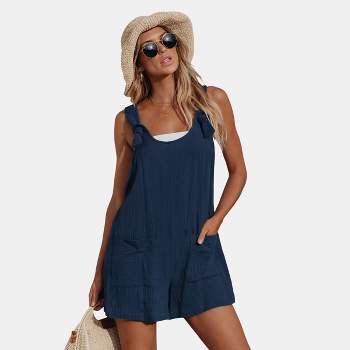 Women's Patch Pocket Pinafore Romper - Cupshe