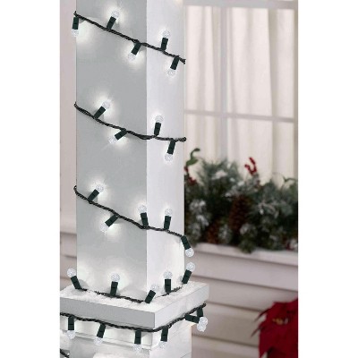 Perfect Holiday 70 LED Indoor/Outdoor G12 Round Bulb Green Cable Christmas String Lights - Cool White