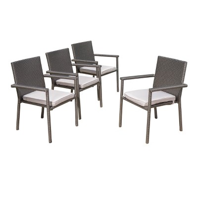 San Pico 4pk Wicker Armed Dining Chairs 